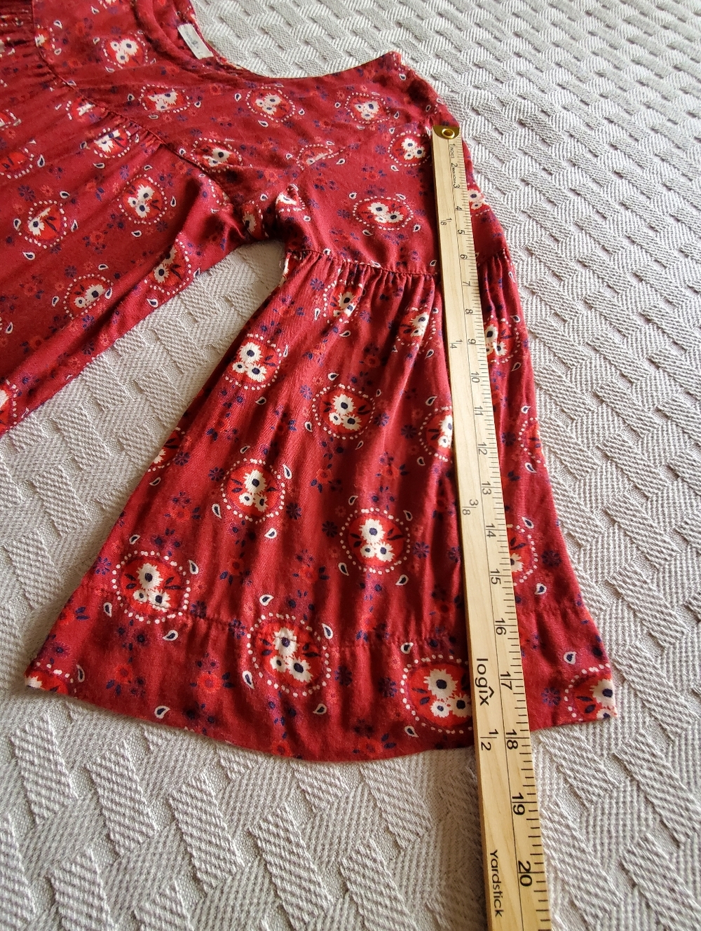 NATURAL LIFE Maroon Floral Reese Boho Smocked Tunic Mini Dress - Picture 6 of 11